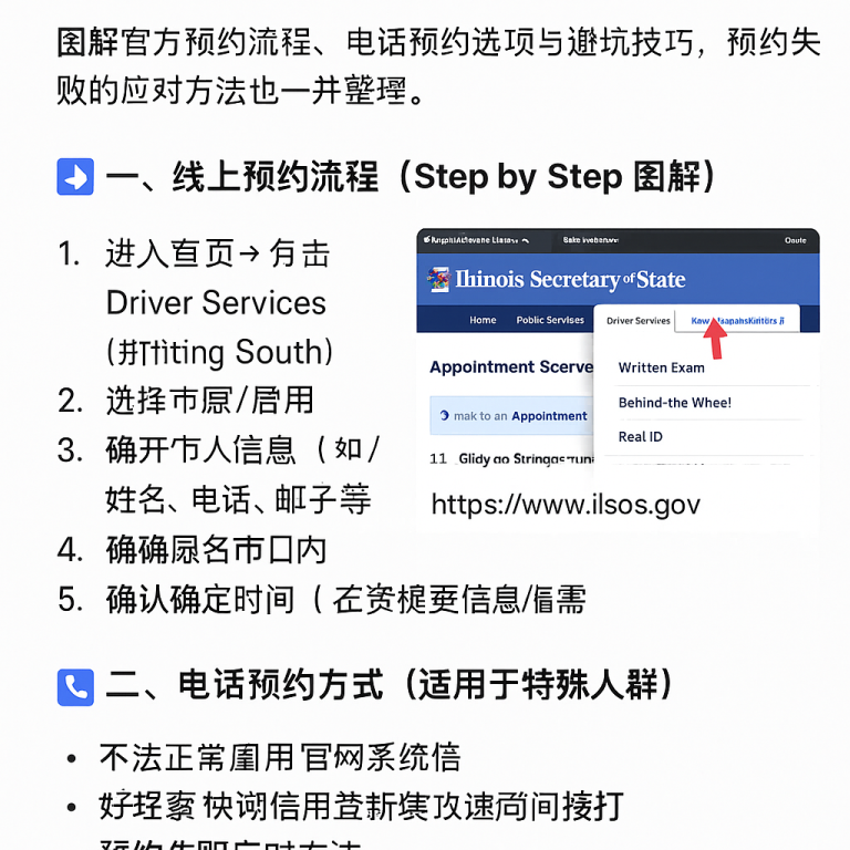 如何在芝加哥预约DMV：线上+电话操作指南