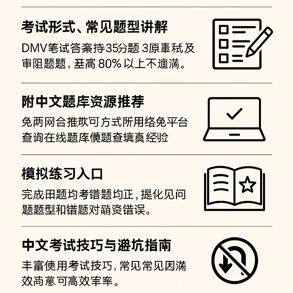 芝加哥驾照笔试全攻略图解,包含考试结构、中文题库入口、模拟练习与避坑技巧。